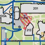 A map of where a footpath is closed next to Building 213.