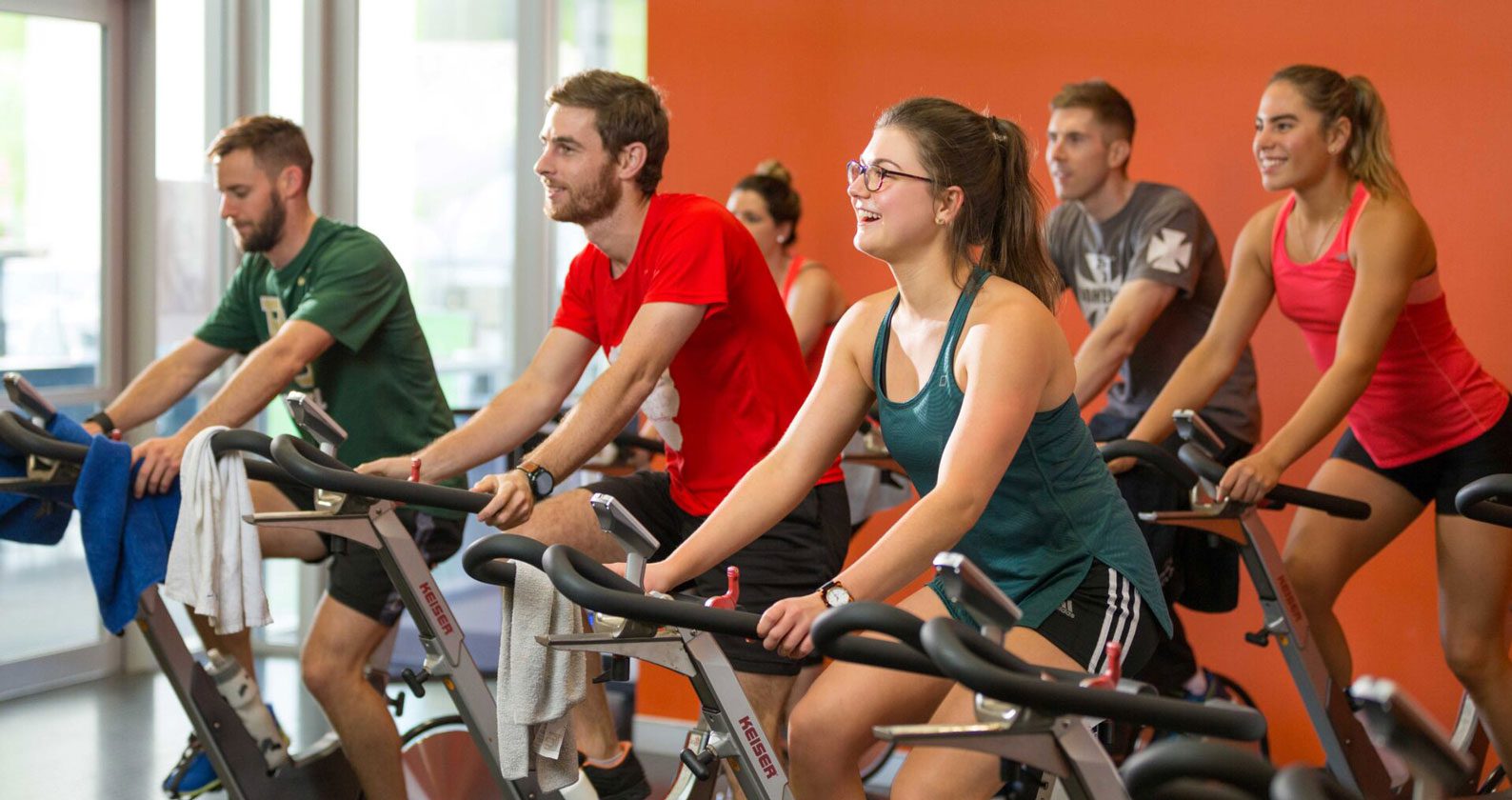 People in a spin class.