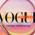 Image of the Vogue logo, on a gradient background