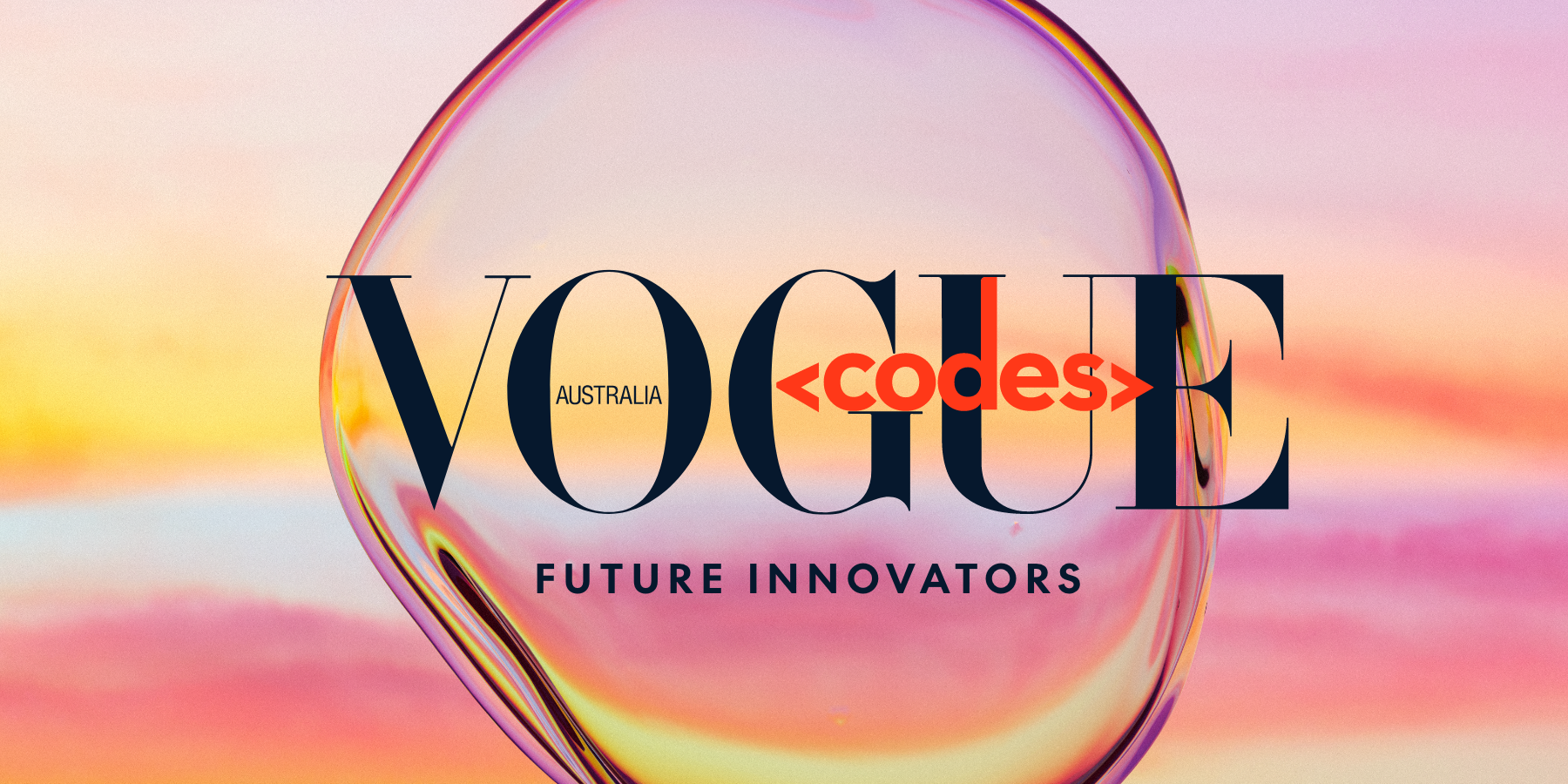 Image of the Vogue logo, on a gradient background