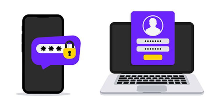 A phone and a laptop with lock graphics overlayed.