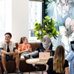Students chat in on-campus accommodation at Curtin