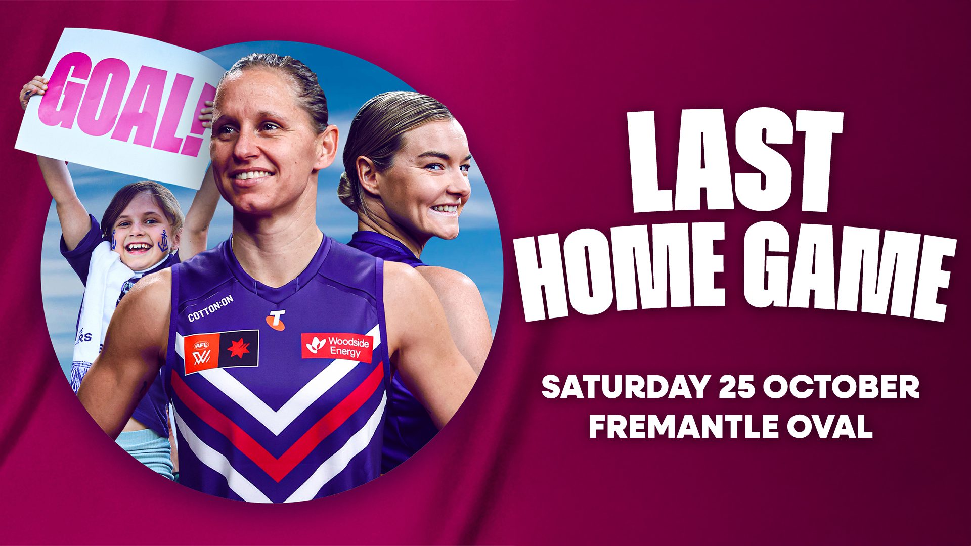 Freo AFLW last home game graphic