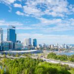 skyline of Perth with city central business district at the noon