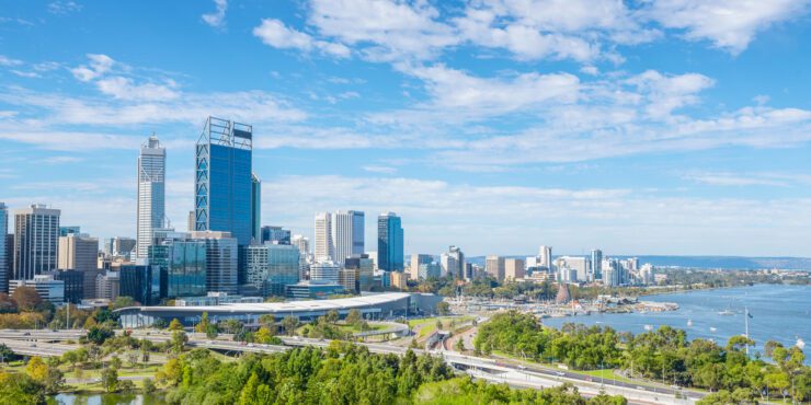 skyline of Perth with city central business district at the noon