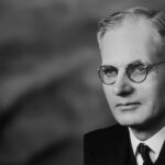 An image of prime minister John Curtin, in black and white.