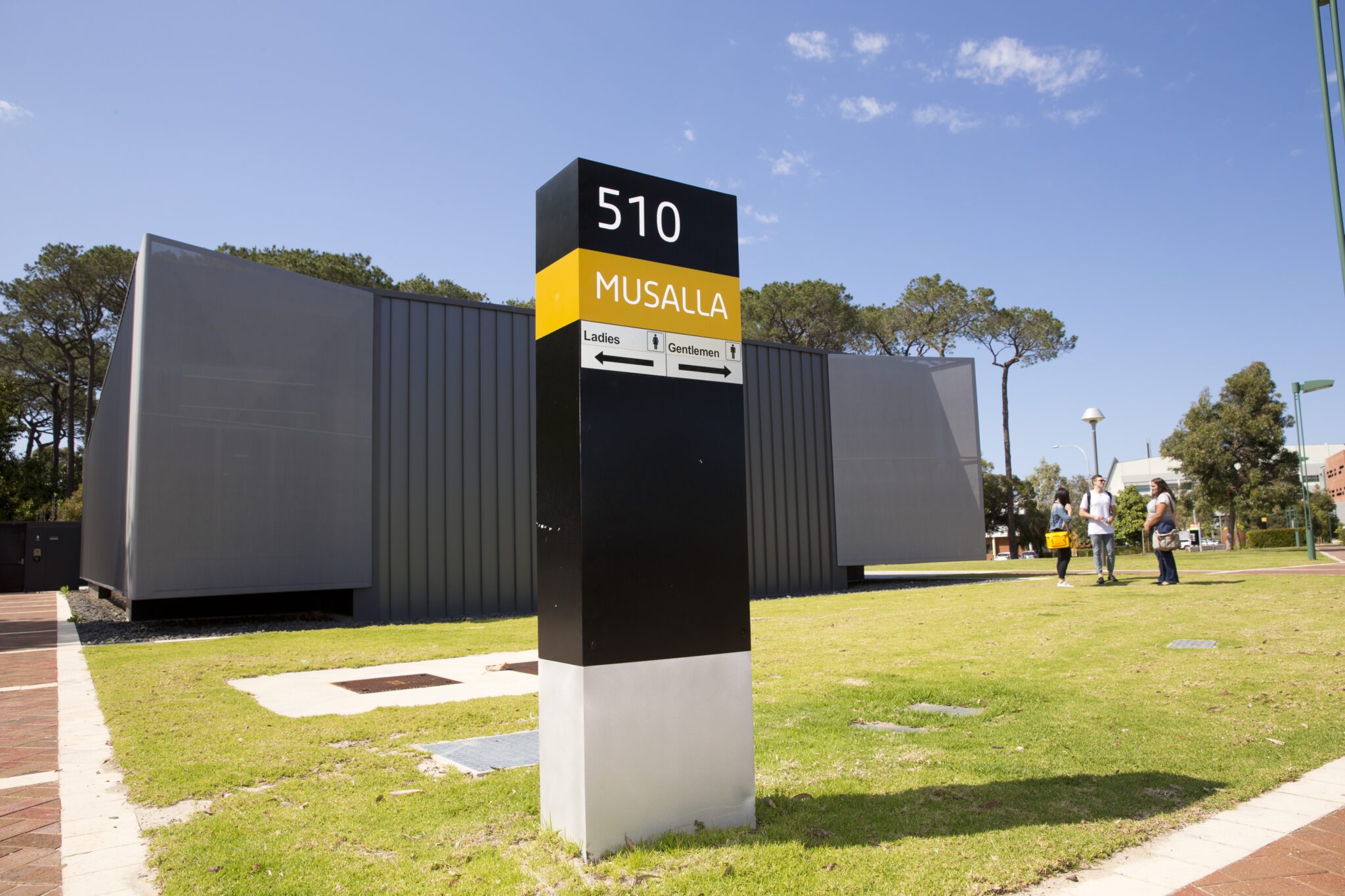 Musalla sign on campus