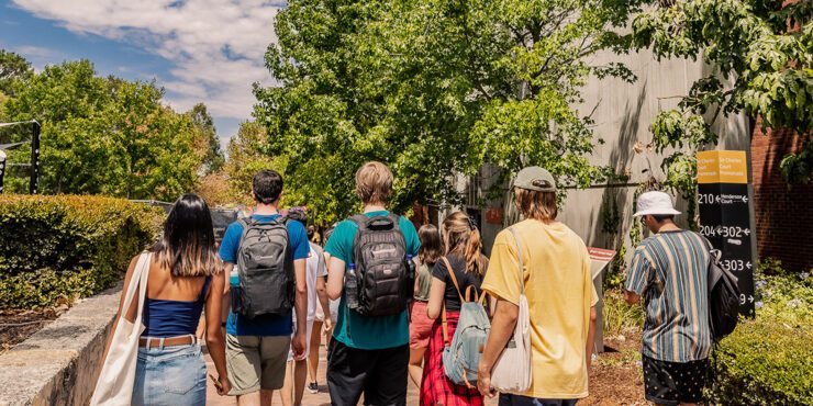 Students walking on campus