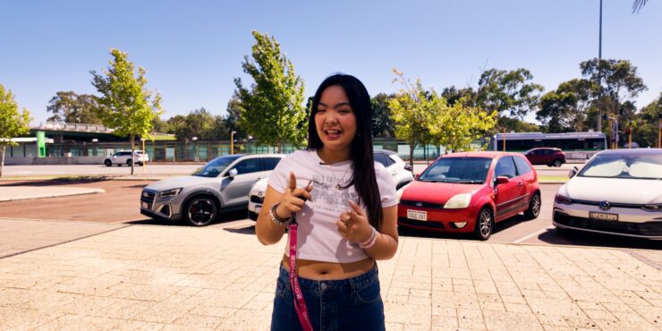 Kristel talking to the camera