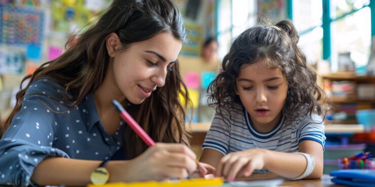 Image of a child and a tutor