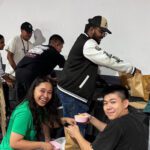 Students eating popcorn at Kalgoorlie.