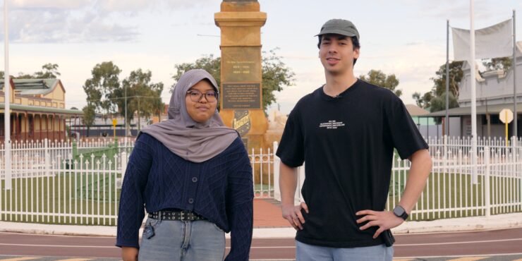 Nayla and Joshua posing at Kalgoorlie Station