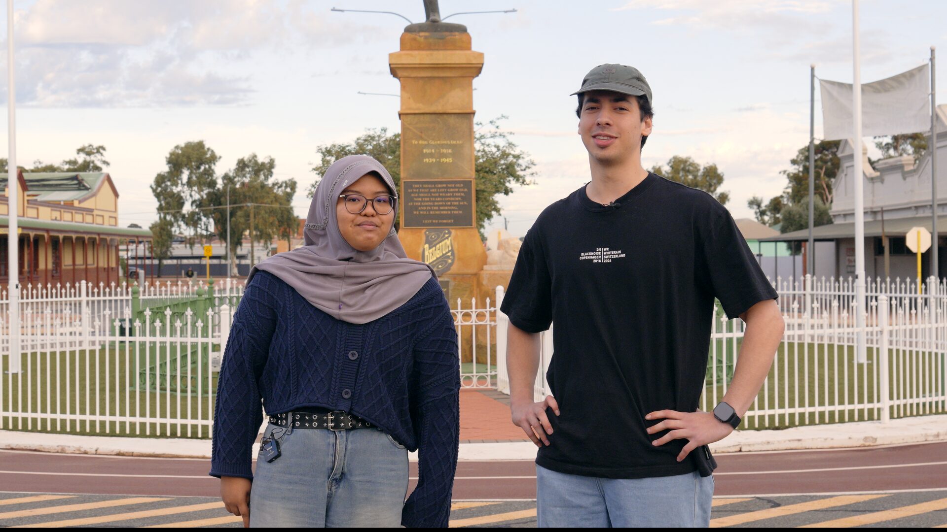 Nayla and Joshua posing at Kalgoorlie Station