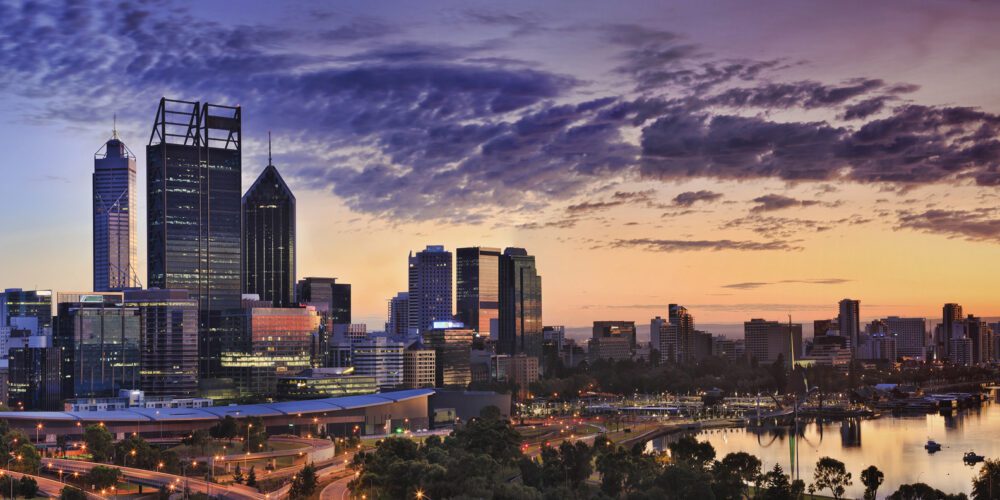 Perth cityscape at sunset