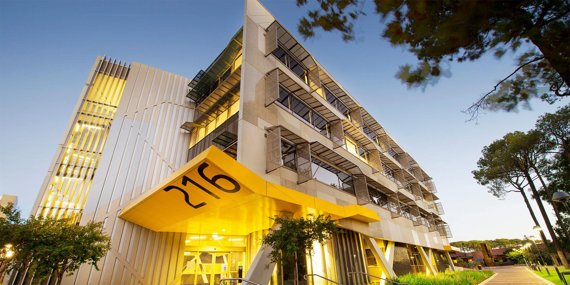 Exterior of building 216 (Engineering Pavillion) at Curtin University Perth Campus
