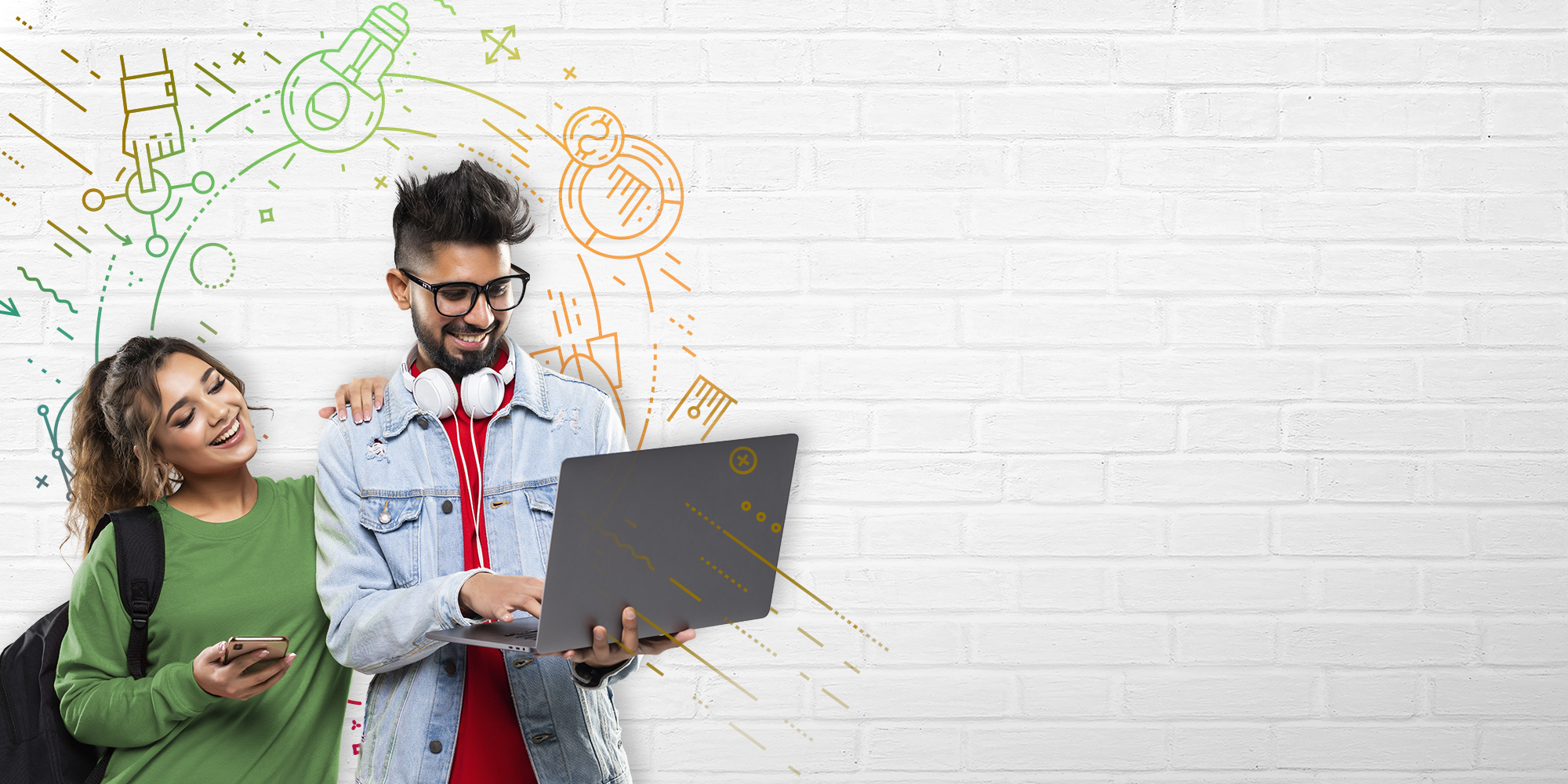 Two students using a laptop to access Curtin On Demand