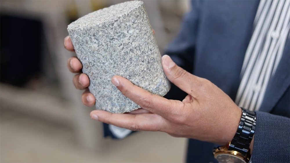 Closeup of bio-concrete - play video