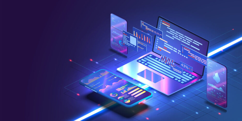 Techy graphic of a laptop computer