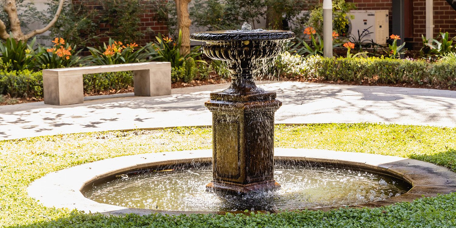 Outdoor fountain in courtyard