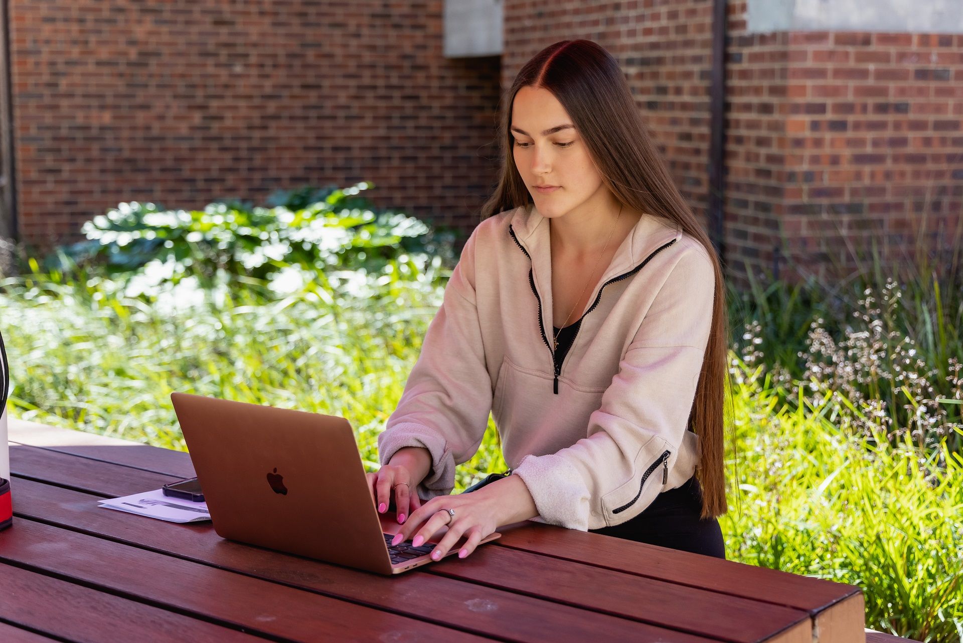 Student working on laptop