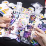 Two custom decorated water bottles.