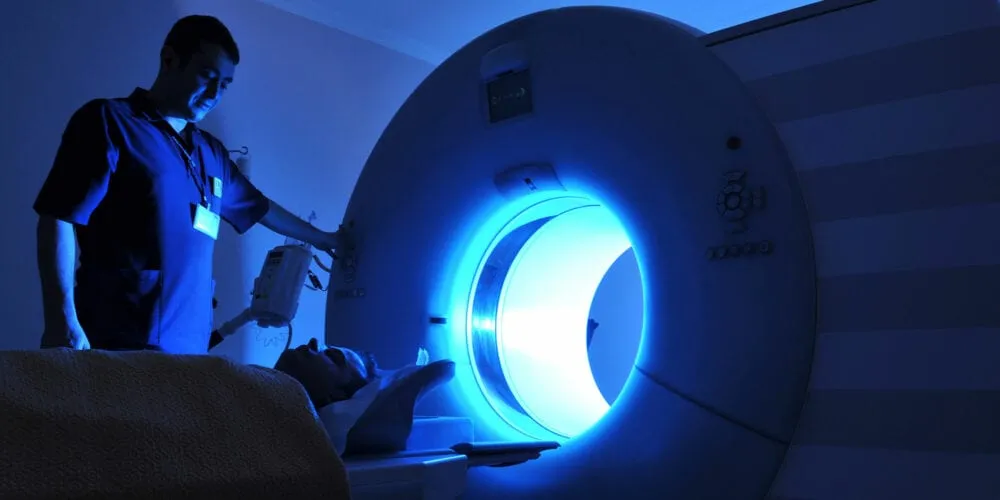 Patient about to enter MRI machine