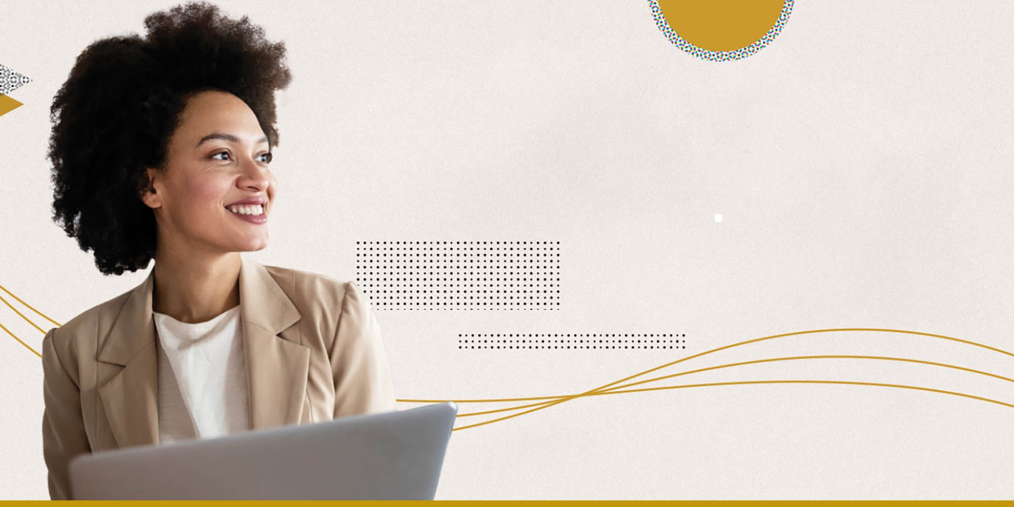 Student using laptop on graphic vector background