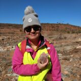 Curtin geology student Diana Carmona undertaking fieldwork in the Australian outback