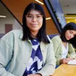 female student with glasses