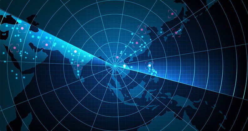 abstract background of futuristic technology scanning map