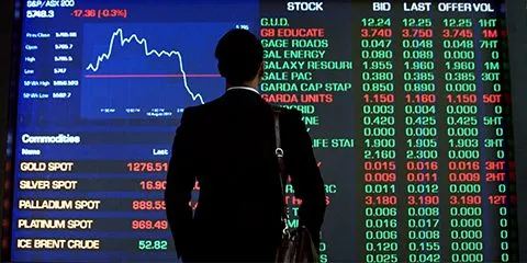 Student looking at stock exchange