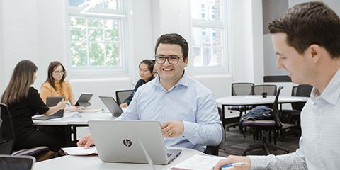MBA students collaborating