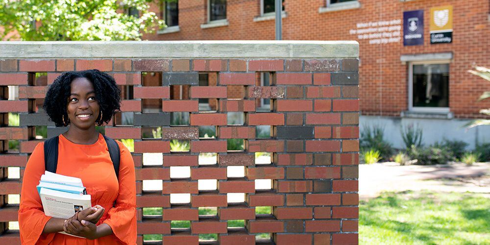 Student standing outside
