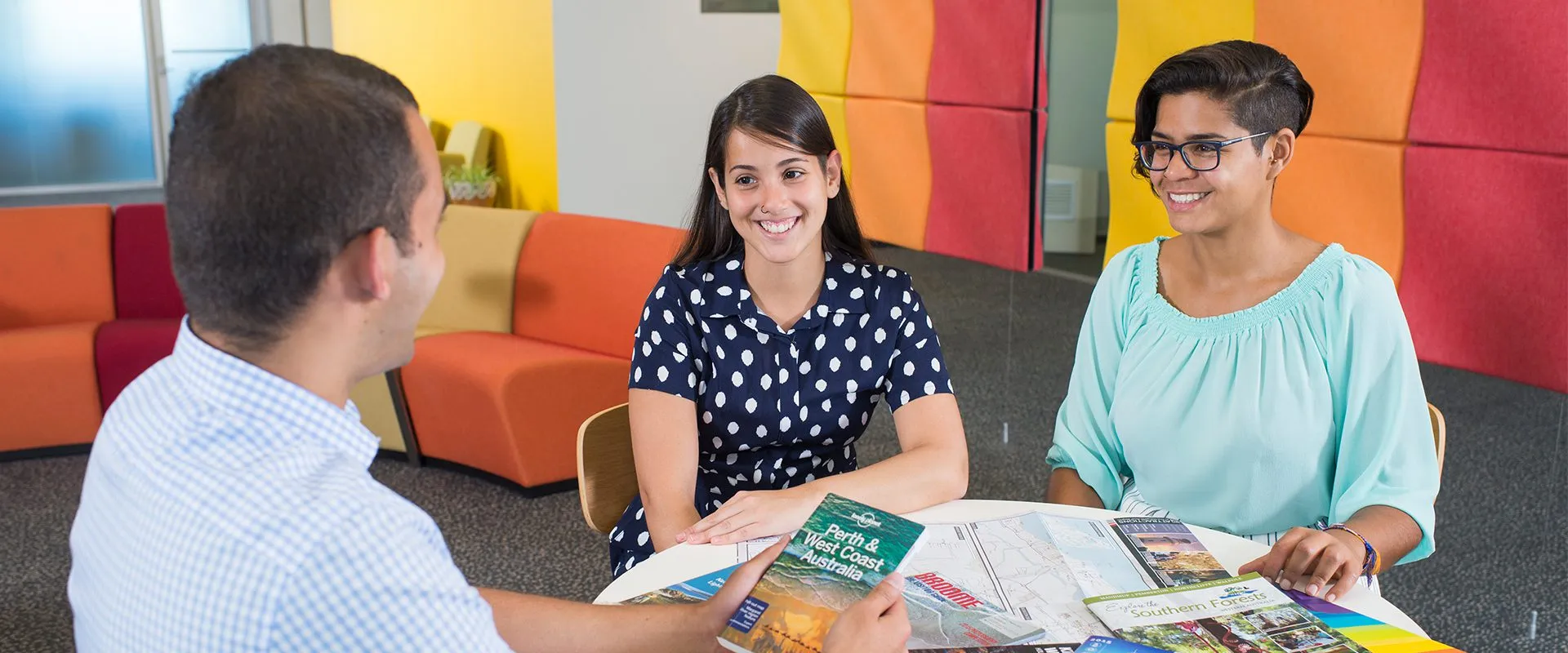 Tourism students studying