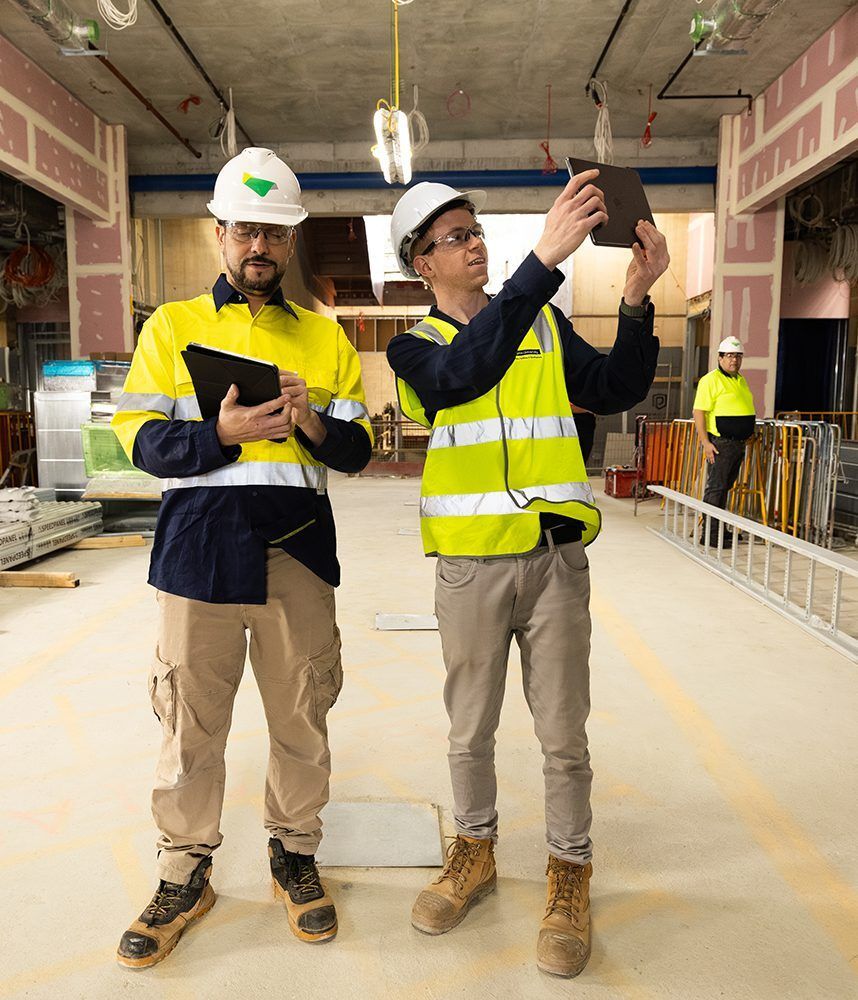 Curtin student Nathan on a building site