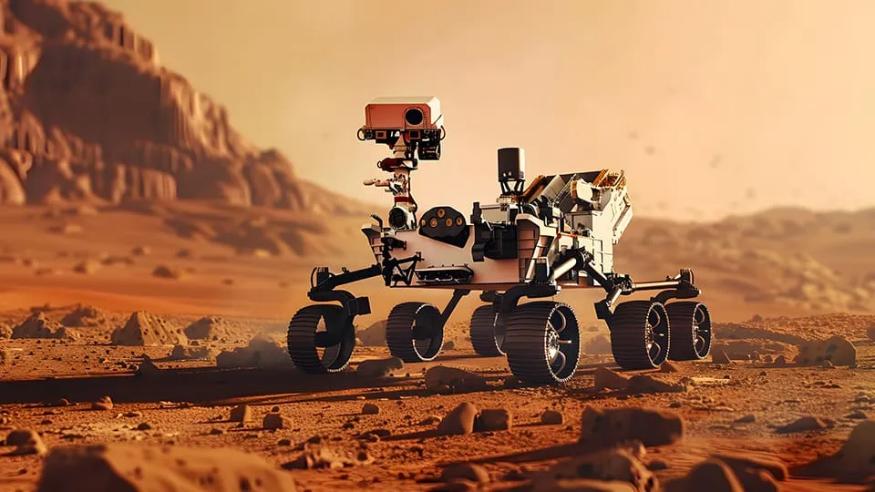 Photo of space robot taking samples