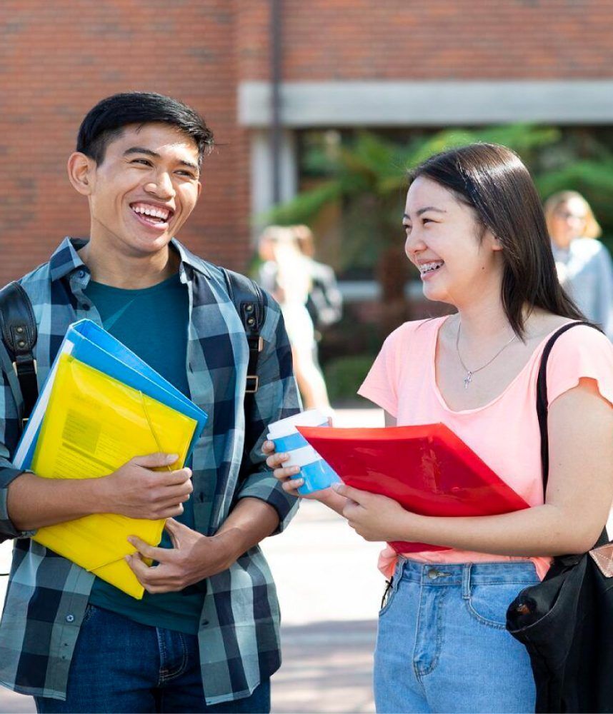 Students walking around campus.