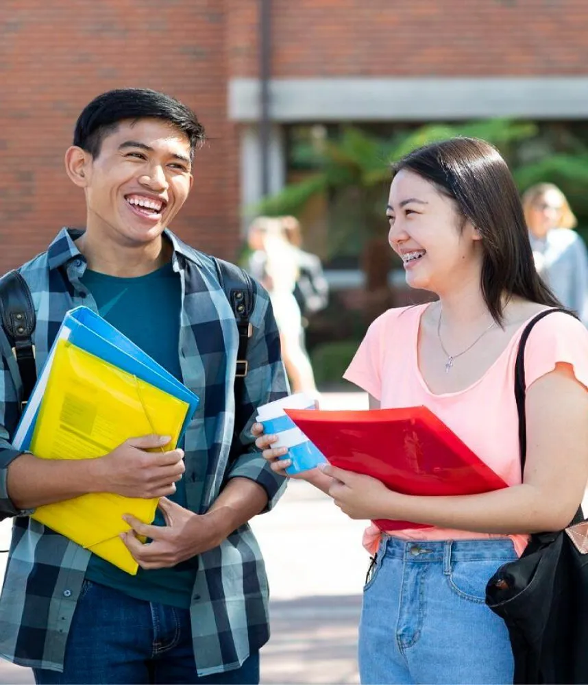 Students walking around campus.