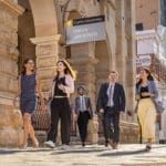 A group of Curtin Law students walking to the PLT information session