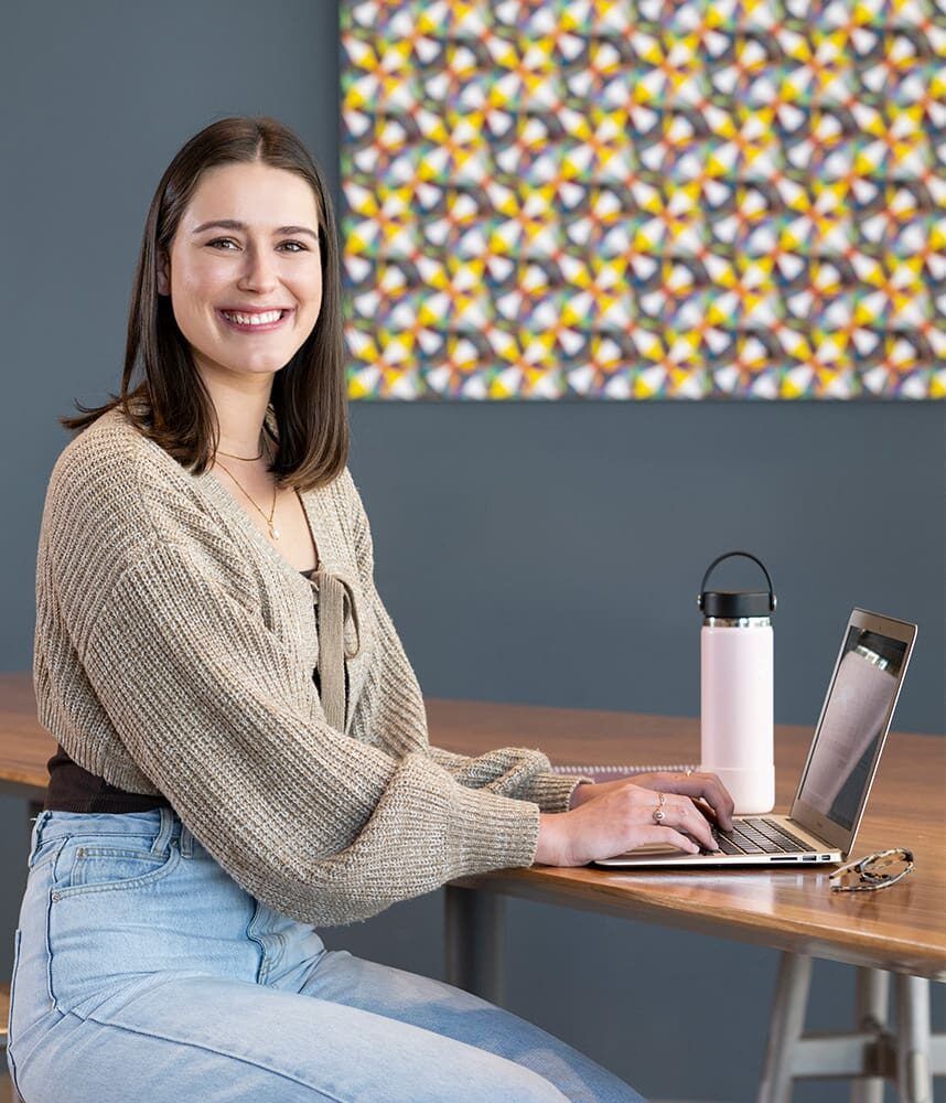 business student on an internship