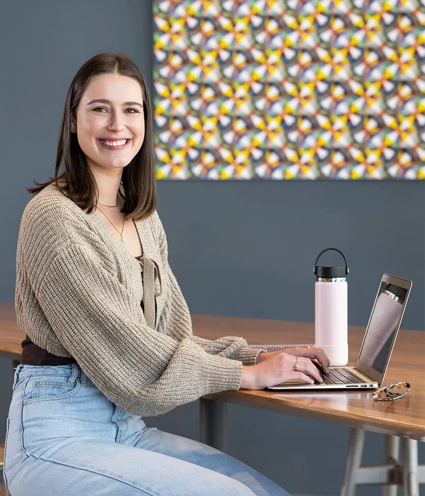 business student on an internship