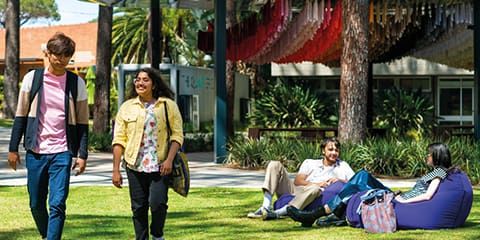 Students relaxing on Curtin Bentley campus
